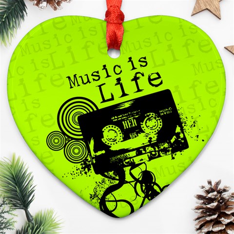 Music Is Life Heart Ornament (Two Sides) from ArtsNow.com Front