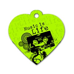 Music Is Life Dog Tag Heart (Two Sides) from ArtsNow.com Front