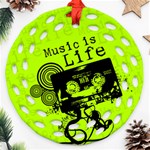 Music Is Life Round Filigree Ornament (Two Sides)