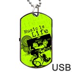 Music Is Life Dog Tag USB Flash (Two Sides)