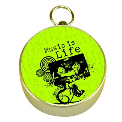 Music Is Life Gold Compass from ArtsNow.com Front