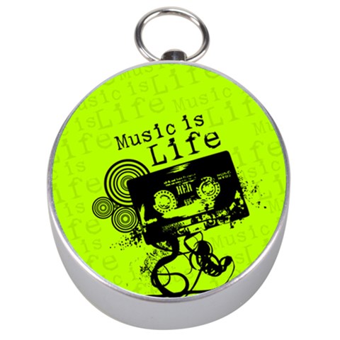 Music Is Life Silver Compass from ArtsNow.com Front