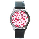 Muah Harts Round Metal Watch