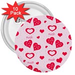 Muah Harts 3  Button (10 pack)