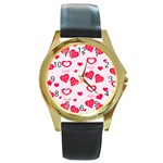 Muah Harts Round Gold Metal Watch