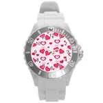 Muah Harts Round Plastic Sport Watch (L)