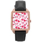 Muah Harts Rose Gold Leather Watch 