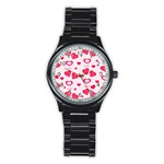 Muah Harts Stainless Steel Round Watch