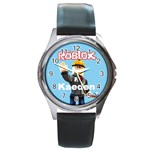 Roblox Unisex Round Metal Watch with Genuine Leather Band Round Metal Watch