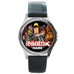 Roblox Unisex Round Metal Watch with Genuine Leather Band Round Metal Watch Clone