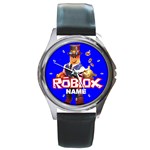 Roblox Unisex Round Metal Watch with Genuine Leather Band Round Metal Watch Clone