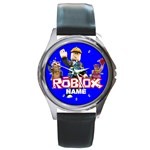 Roblox Unisex Round Metal Watch with Genuine Leather Band Round Metal Watch Clone