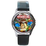 Roblox Unisex Round Metal Watch with Genuine Leather Band Round Metal Watch Clone