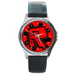 Roblox Unisex Round Metal Watch with Genuine Leather Band Round Metal Watch Clone