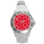 canadian maple leaves  Round Plastic Sport Watch (L)