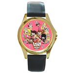 The Loud House Unisex Round Metal Watch with Genuine Leather Band Round Gold Metal Watch
