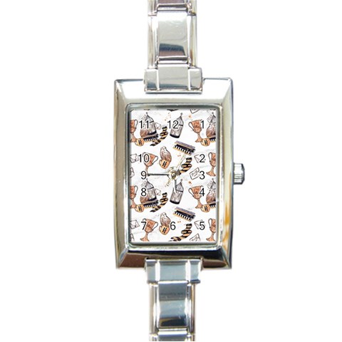 Hufflepuff Pattern Rectangle Italian Charm Watch from ArtsNow.com Front