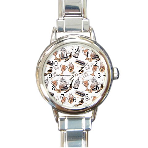 Hufflepuff Pattern Round Italian Charm Watch from ArtsNow.com Front