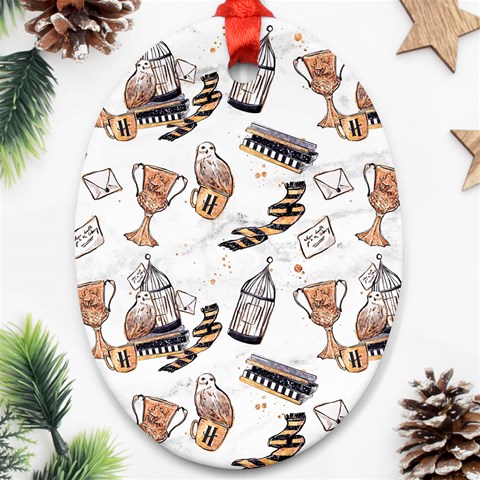 Hufflepuff Pattern Ornament (Oval) from ArtsNow.com Front