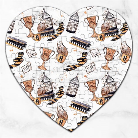 Hufflepuff Pattern Jigsaw Puzzle (Heart) from ArtsNow.com Front