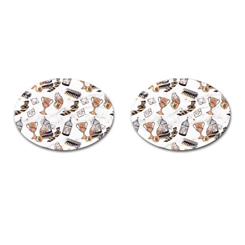 Hufflepuff Pattern Cufflinks (Oval) from ArtsNow.com Front(Pair)