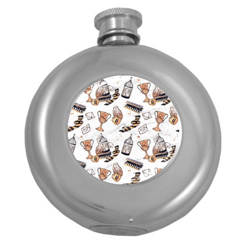 Hufflepuff Pattern Round Hip Flask (5 oz) from ArtsNow.com Front