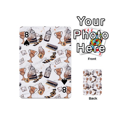 Hufflepuff Pattern Playing Cards 54 Designs (Mini) from ArtsNow.com Front - Spade8