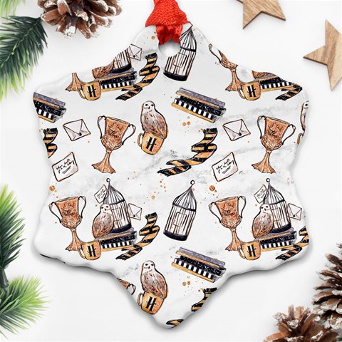 Hufflepuff Pattern Snowflake Ornament (Two Sides) from ArtsNow.com Front