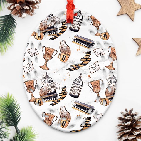 Hufflepuff Pattern Ornament (Oval Filigree) from ArtsNow.com Front