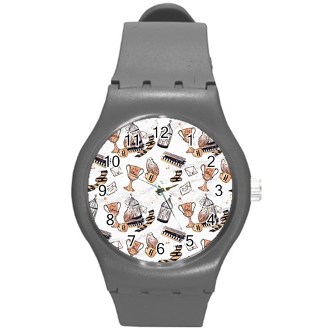 Hufflepuff Pattern Round Plastic Sport Watch (M) from ArtsNow.com Front