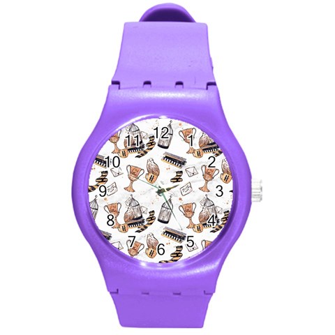 Hufflepuff Pattern Round Plastic Sport Watch (M) from ArtsNow.com Front