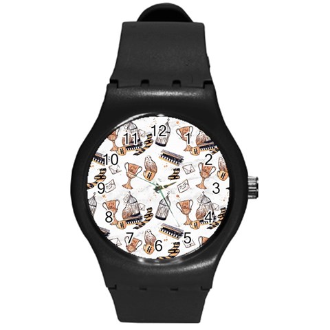 Hufflepuff Pattern Round Plastic Sport Watch (M) from ArtsNow.com Front