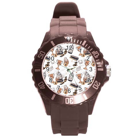 Hufflepuff Pattern Round Plastic Sport Watch (L) from ArtsNow.com Front