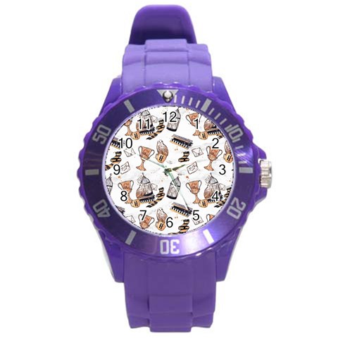 Hufflepuff Pattern Round Plastic Sport Watch (L) from ArtsNow.com Front