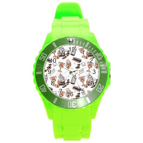 Hufflepuff Pattern Round Plastic Sport Watch (L) from ArtsNow.com Front