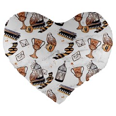 Hufflepuff Pattern Large 19  Premium Heart Shape Cushions from ArtsNow.com Front