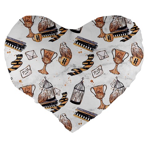 Hufflepuff Pattern Large 19  Premium Heart Shape Cushions from ArtsNow.com Back