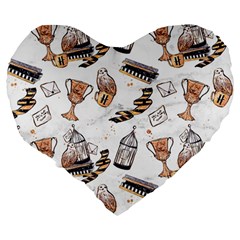 Hufflepuff Pattern Large 19  Premium Heart Shape Cushions from ArtsNow.com Back