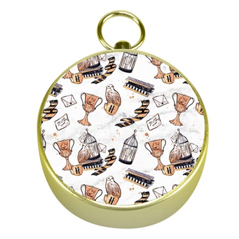 Hufflepuff Pattern Gold Compasses from ArtsNow.com Front