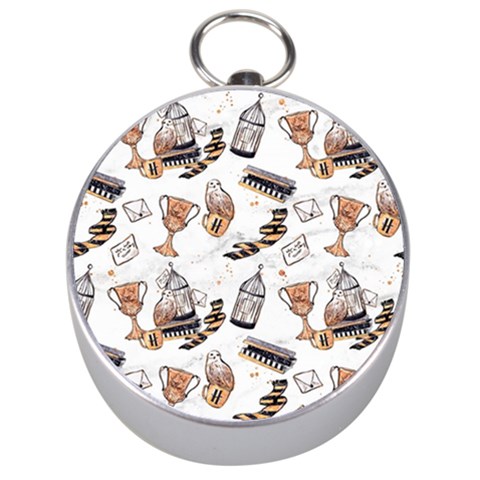 Hufflepuff Pattern Silver Compasses from ArtsNow.com Front