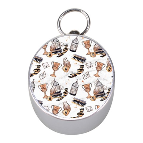 Hufflepuff Pattern Mini Silver Compasses from ArtsNow.com Front
