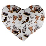 Hufflepuff Pattern Large 19  Premium Flano Heart Shape Cushions