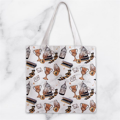 Hufflepuff Pattern Zipper Grocery Tote Bag from ArtsNow.com Front