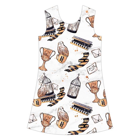 Hufflepuff Pattern Kids  Short Sleeve Velvet Dress from ArtsNow.com Front
