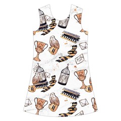 Hufflepuff Pattern Kids  Short Sleeve Velvet Dress from ArtsNow.com Front