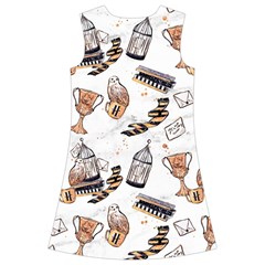 Hufflepuff Pattern Kids  Short Sleeve Velvet Dress from ArtsNow.com Back
