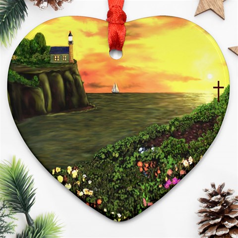 Eddie s Sunset Ornament (Heart) from ArtsNow.com Front