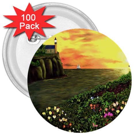 Eddie s Sunset 3  Button (100 pack) from ArtsNow.com Front