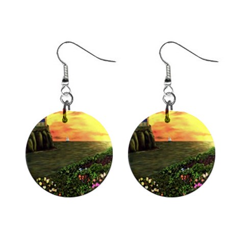 Eddie s Sunset 1  Button Earrings from ArtsNow.com Front