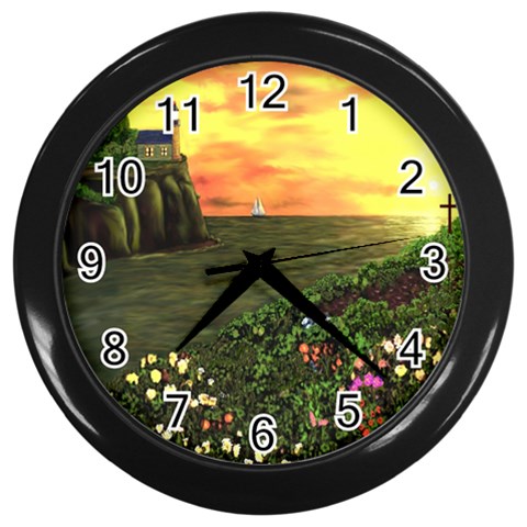Eddie s Sunset Wall Clock (Black) from ArtsNow.com Front
